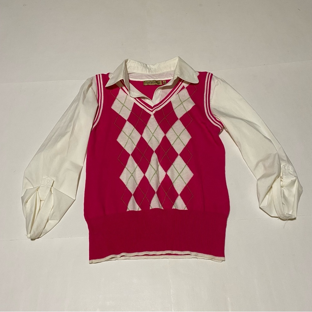 Notations pink & white top size small